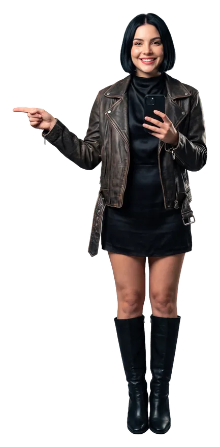 A woman pointing at the list of rooms