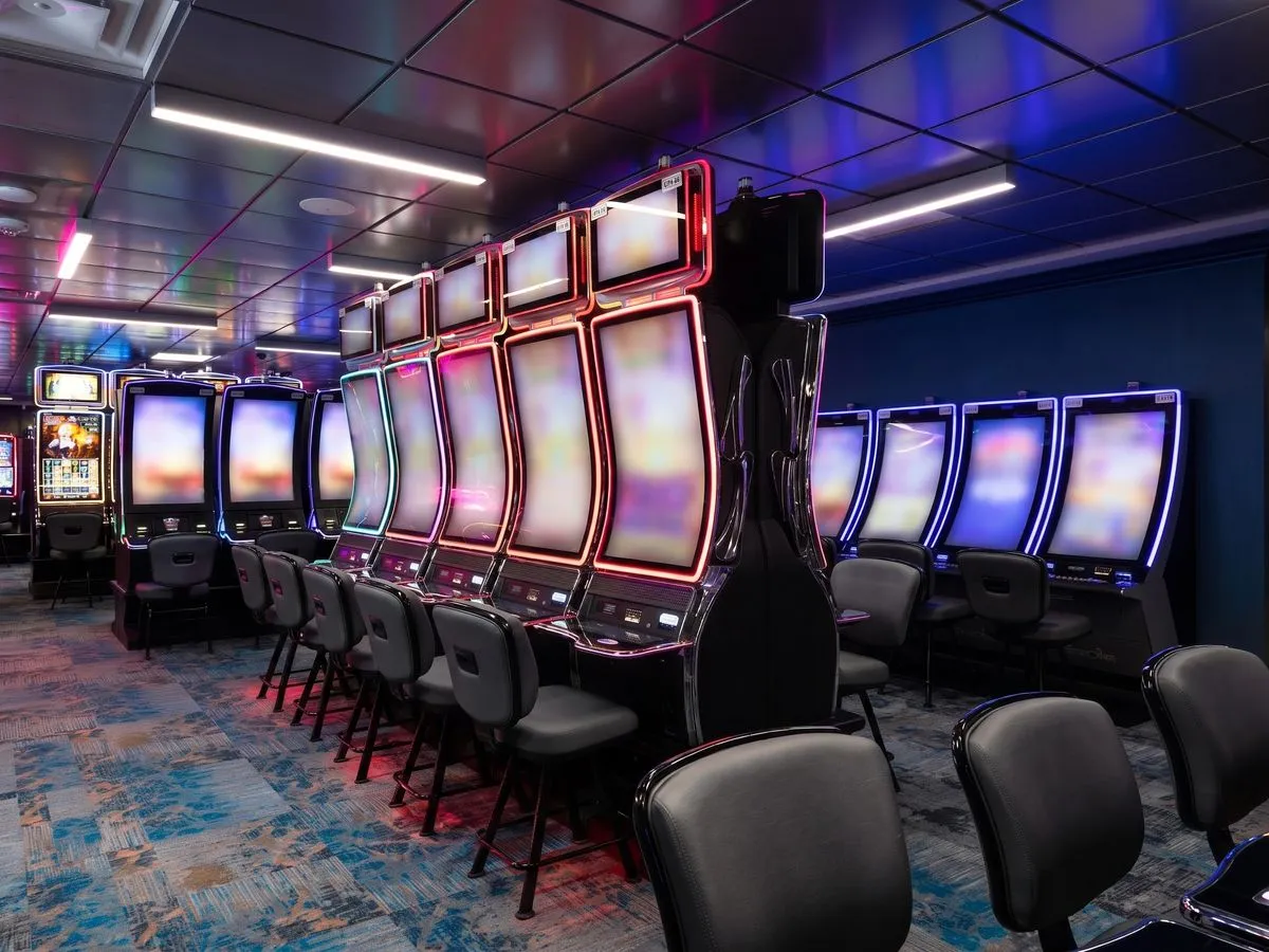 Quiet slot floor at Elements Casino Mohawk at night