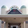 Elements Casino Grand River entrance between two silos