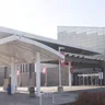 White entrance canopy of Elements Casino Brantford